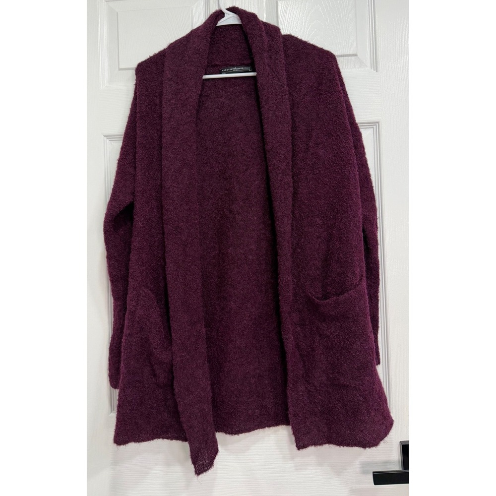 Peruvian Connection Alpaca Blend Open Front Cardigan Purple Shawl Collar M